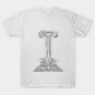 Futuristic Silver Letter T Design No. 576 T-Shirt